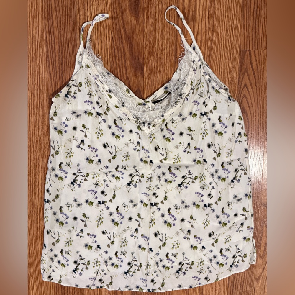 Massimo Dutti Cream Floral Lace Camisole